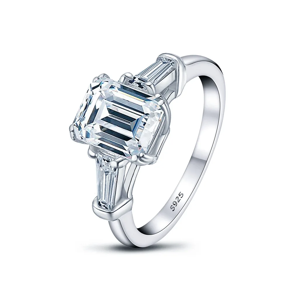 

European American Fine Jewelry 2 Carat Zircon S925 Sterling Silver Ring for Women