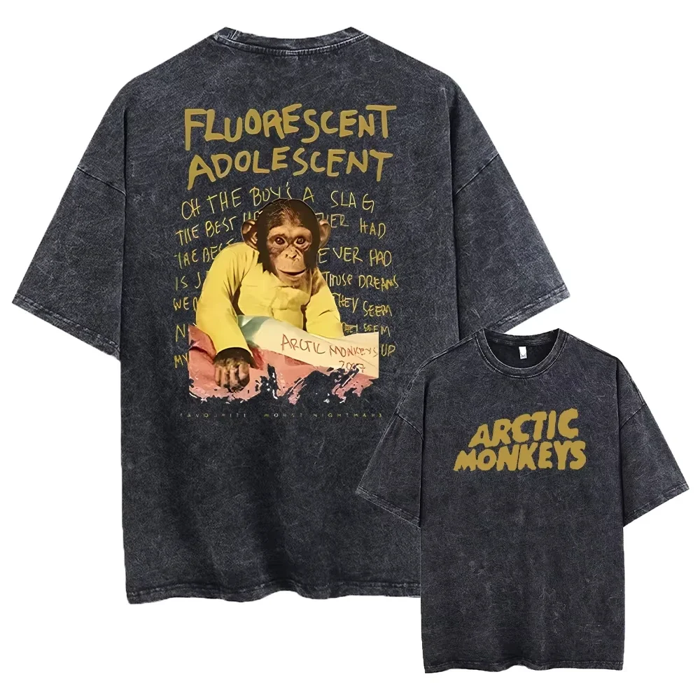 

Retro Rock Arctic Monkeys Music Album Graphic T-Shrit Mens Women Vintage Washed Summer Short Sleeve Y2k Hip Hop New Streetwear