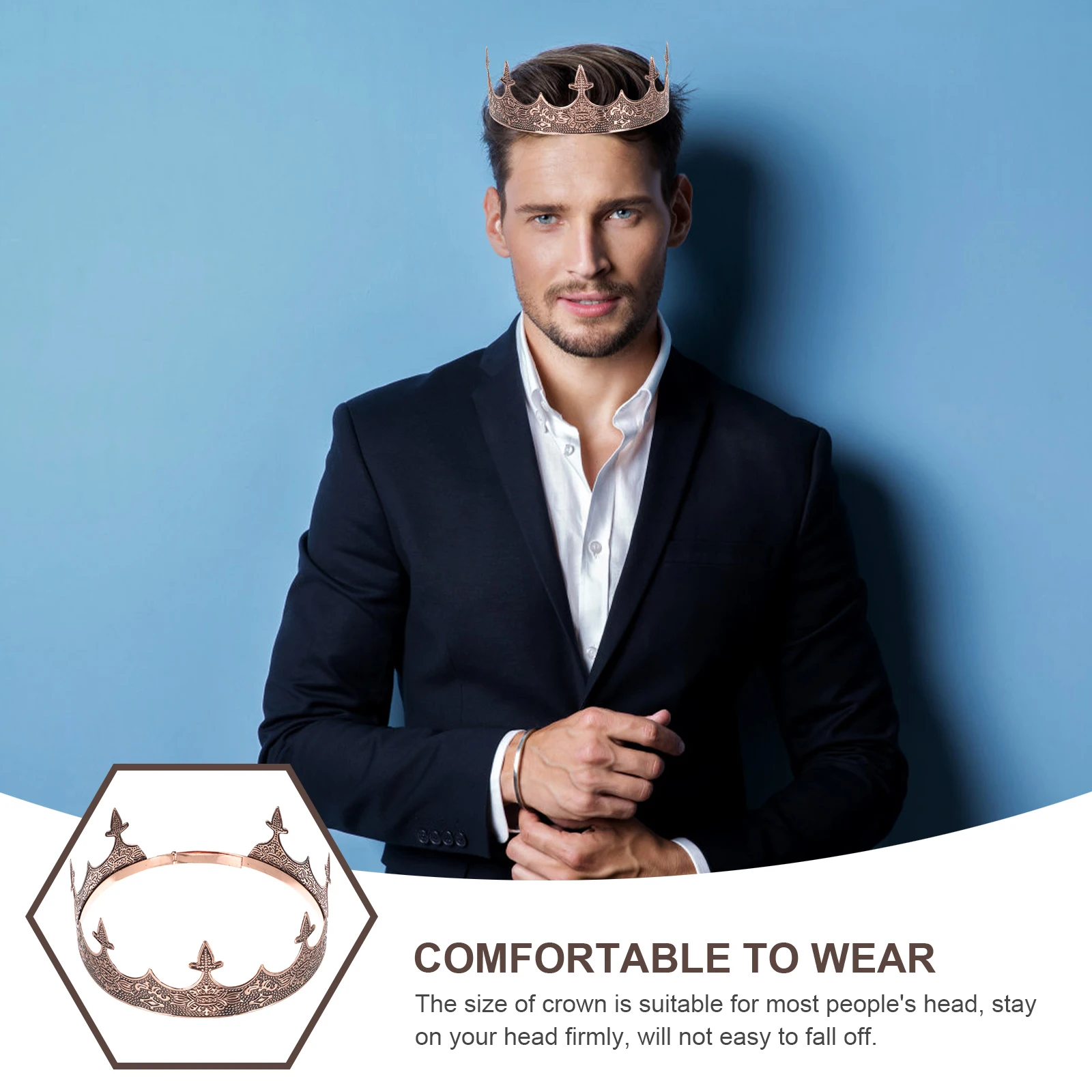 

Elegant Crown for Men Retro Gold Costume Headgear Party Costume Headgear Prom Accessories Fits Most Heads
