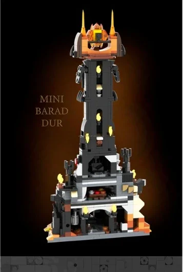 967pcs Moc Mini Barad Dur Creative 10333 Black Tower Dark Model Building Blocks Kit Bricks Toy for Boys Adult Birthday Gifts