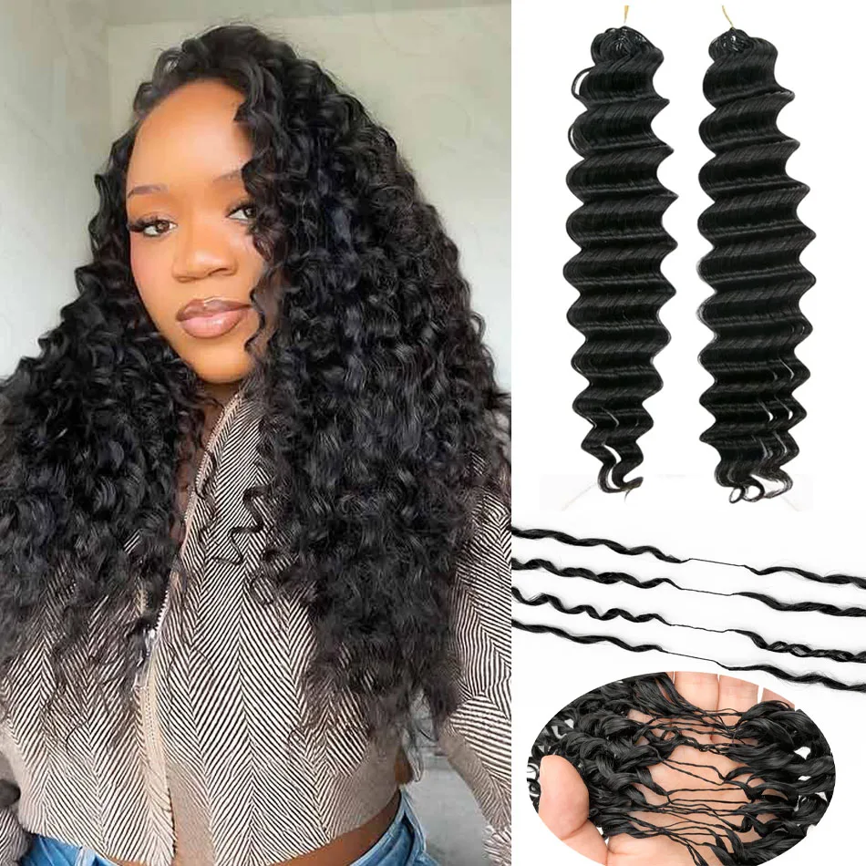 

Натуральные волосы Реми для плетения косичек в стиле бохо, необработанные, глубокая волна, для крючкового плетения, пучки для наращивания, без узлов, предварительно разделенные, Miracle Knots