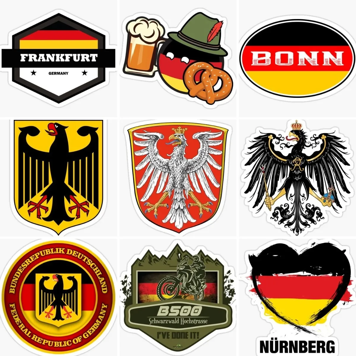 

Germany Flag Emblem Eagle Stickers Vinyl Bumper Laptop Moto Car Truck Bicycle Wall Table Helmet Racing Window Decal Assecories