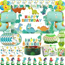Cartoon Dinosaur Birthday Party Decorations Latex Balloons Baby Shower Gift Bag Cup Plate Straw Kids Favors For Party Supplies