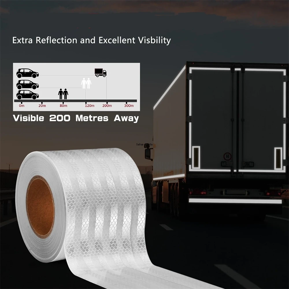 auto adesivo reflexivo sheeting tape adesivos reflexivos impermeaveis white diamond grade adequado para truck trail motocicleta pet 10cm 5m 01