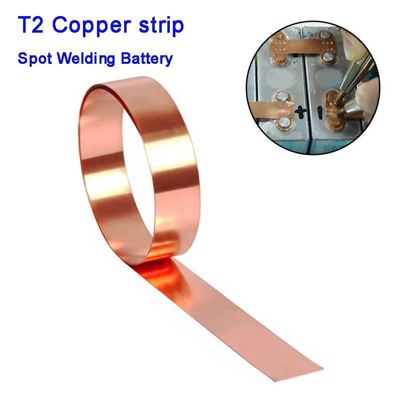 5/10M T2 Copper Strip 0.1/0.15/0.2/0.3/0.4mm T2 CU Strap for 18650/21700 Battery Welding Connect & Electric Vehicle Battery Weld