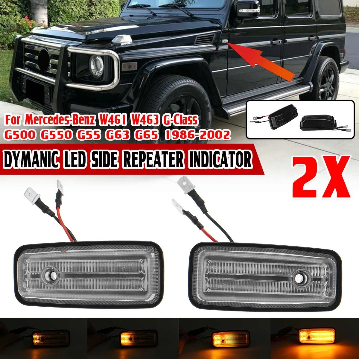 W463 Dynamic LED Side Marker Blinker Repeater Turn Signal Lights For Mercedes For Benz G Class W463 W461 G500 G550 G55 G63 G65