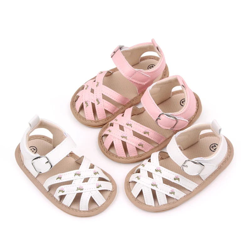 Baby Girl Cross Strap Sandals Summer Outdoor Walking Shoes Beautiful Flower High Quality PU and TPR for 0-9-18 Month Baby BL3024