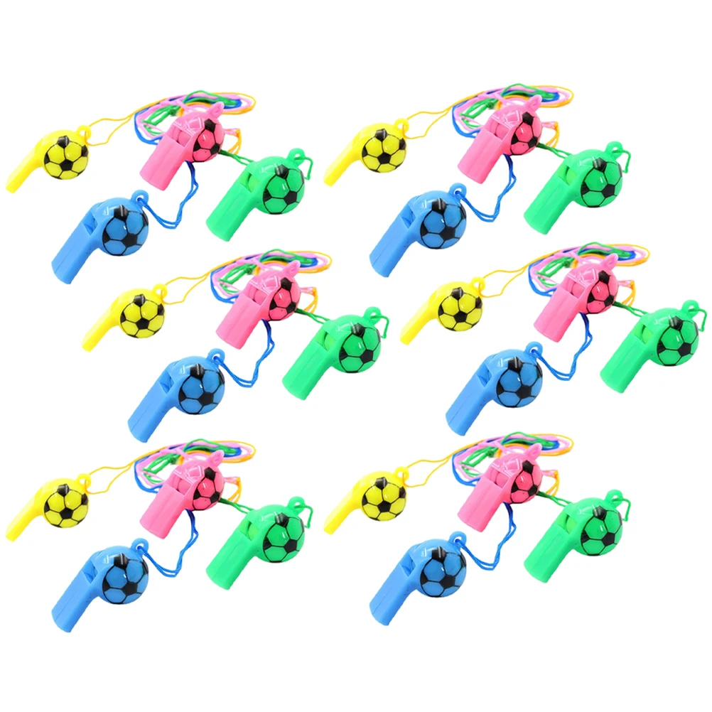 

24 Pcs Bulk Soccer Whistles Football Sports with Lanyard Training Plastic Party Favor