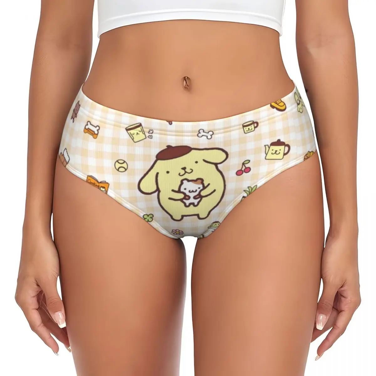 Women's Sanrio Pompompurin Briefs High Waisted Seamless Underwear Invisible Full Coverage Briefs Panties