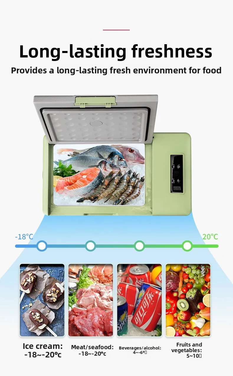 12V car refrigerator | large-capacity compressor refrigerator, dual-purpose design for home and truck