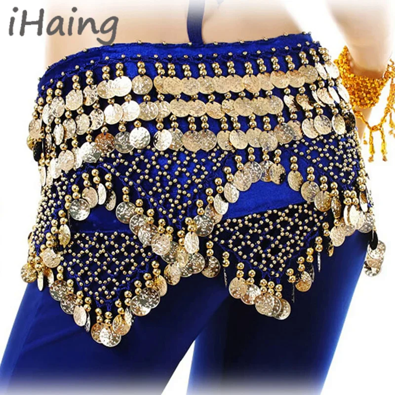 Women Sequins Belly Dance Hip Scarf Coins Stage Performance Carnival Rave Belt Party Waist Chain Wrap Mini Skirt Indain Costume