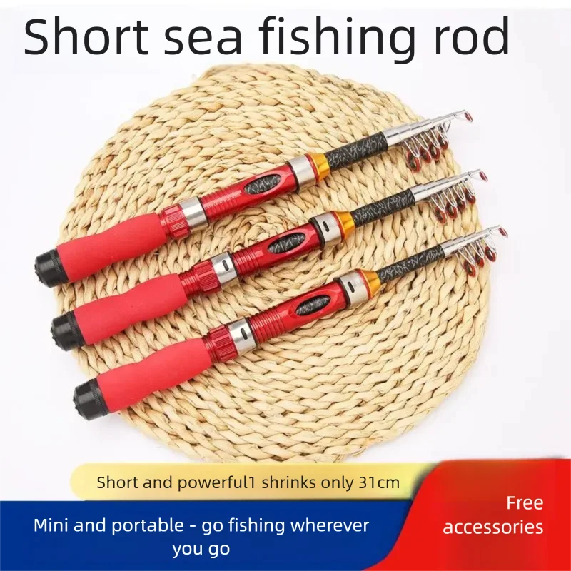 Telescopic Sea Fishing Rod, Ultra‑Short Mini Spinning Rod, Straight & Trigger Grip Long Casting Extra Hard Kids Fishing Rod