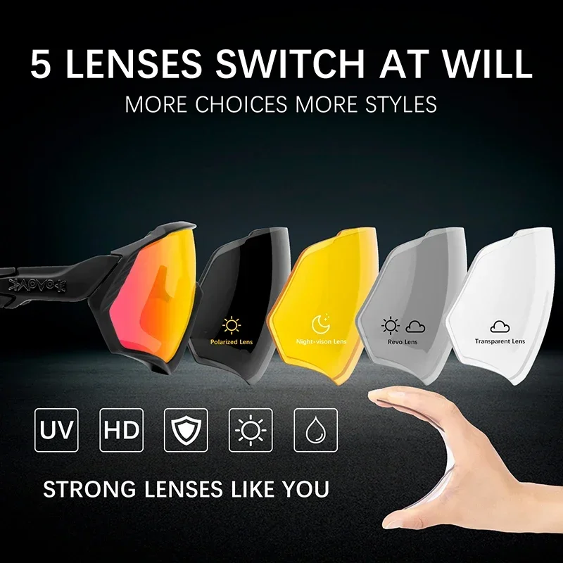 Kapvoe Photochrome Fahrradbrille für Herren, Fahrrad-Sonnenbrille, Sportbrille, UV400, MTB, Fahrradbrille, Reitschutz, UV400 – Detail 1