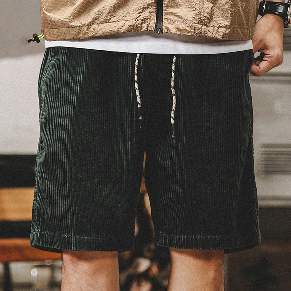 American Outdoor Beach Running Cargo Shorts Mens Summer Loose Casual Corduroy Waist Drawstring Shorts Basketball Sports Shorts