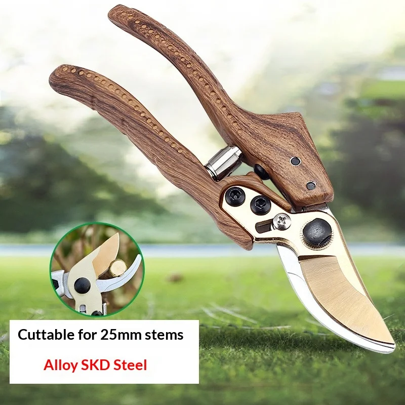 Wood Grain Aluminum Magnesium Alloy Pruning Shears Labor Saving Thick Branch Cutter Non-slip Handle Sharp Garden Pruner