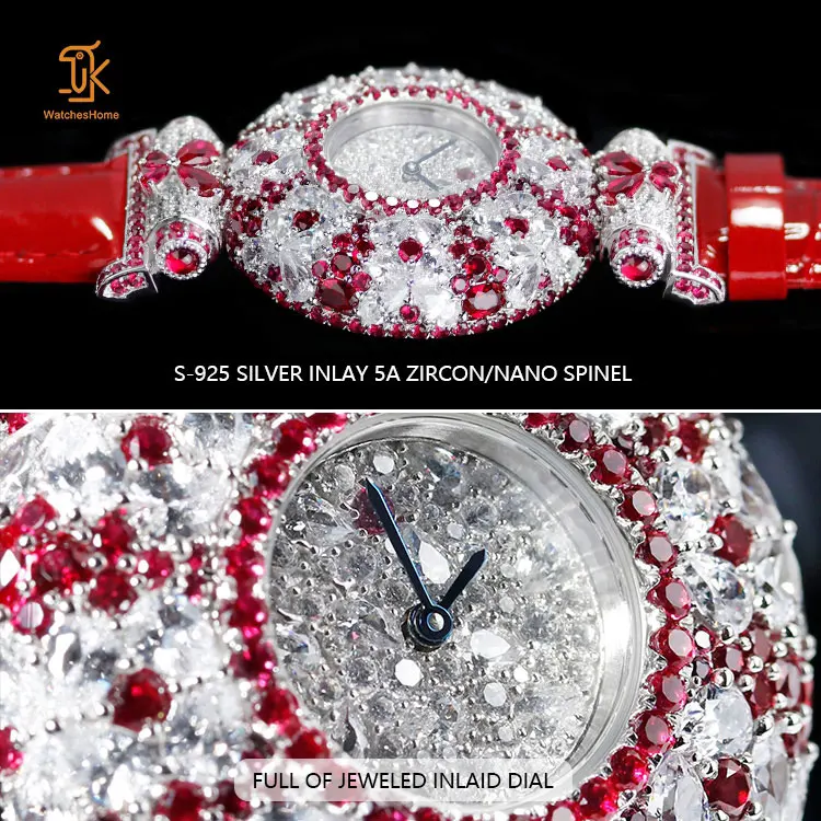 Amazing Charm High Movement Exquisite Bracelet Ladies Jewelry Quartz Quality Wrist Watch Luxury Unique Popular Red Diamond Bezel