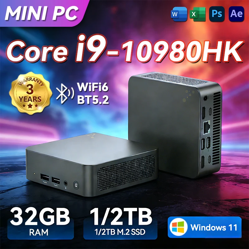 2026 Mini PC Gaming Intel Core I9 10980HK I3 6100U WIFI 6 BT5.2 Special Computer Windows 11 Pro SSD 1TB RAM 16GB 32GB PC Gamer