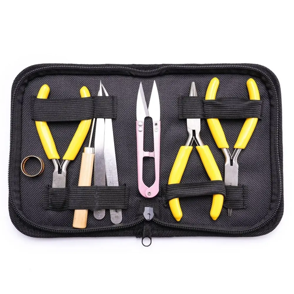 8Pcs/Set Portable Jewelry Making Pliers Set Non-slip Handle Pliers Jewelry Making Kits DIY Jump Ring Opener Beading Tool Kit