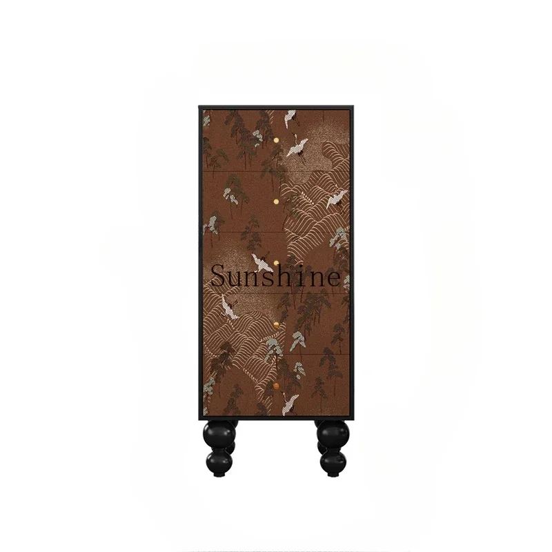 

French Chinese style drawer bedroom storage chest of drawers solid wood entrance decorative cabinet