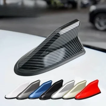 16cm evrensel karbon Fiber bak araba çatı üst dağı Shark Fin anten Toppers otomobil radyosu AM FM anteni sinyal amplifikatörü