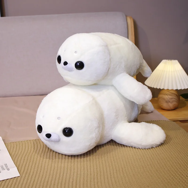 

50-60cm Simulation White Seal Plush Toy Cartoon Kawaii Brown Stuffed Animal Lying Sea Lion Beauty and Fashion Gifts for Children