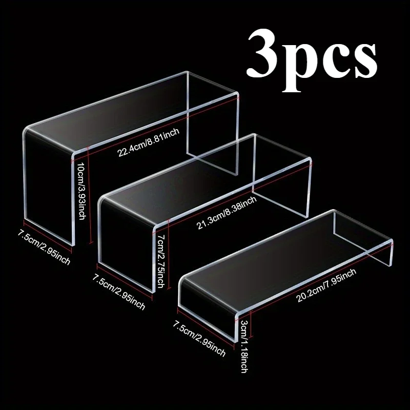 U-shaped transparent acrylic display stand - Multi-layer minimalist design, suitable for dolls, statues, jewelry, cosmetics