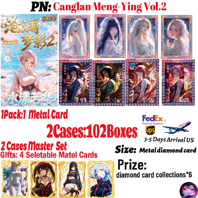 Naruto Metal Diamond Trading Waifu Goddess Konan Hinata Hyuga Tsunade Collectible Cards Japanese Anime Hobby Birthday Gifts