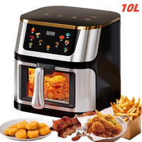 2800W 10L Air Fryer Stainless Steel Visible wide Capacity Electric Oven Touch glass Multifunctional Electric Fryer