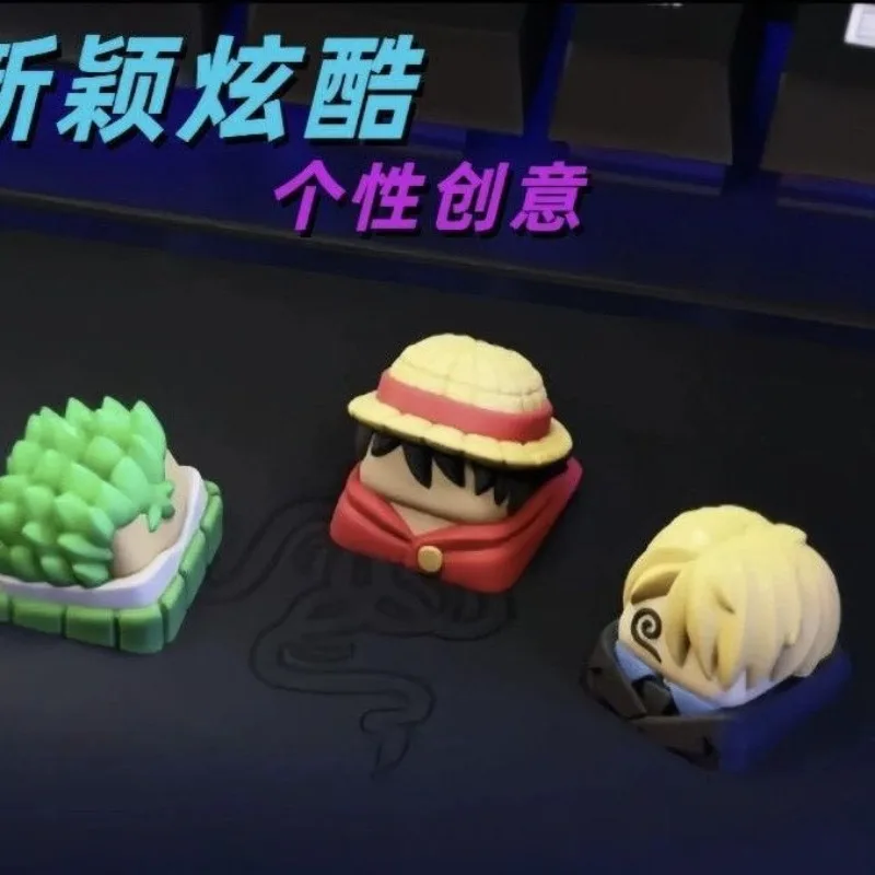 قطعة واحدة من الرسوم المتحركة اللطيفة ثلاثية الأبعاد رائعة لوفي زورو سانجي غطاء مفاتيح ميكانيكي إبداعي هدية تزيين لوحة المفاتيح كاواي