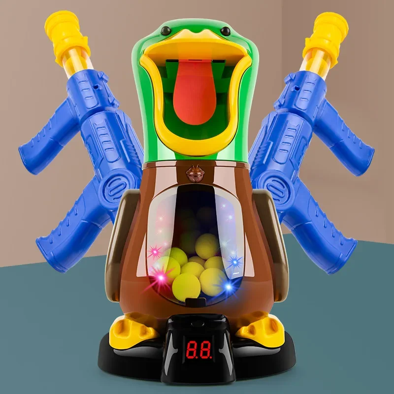 Novelty Shooting Toys with Light Hungry Shooting Duck Air-powered Gun Soft Bullet Ball Electronic Scoring Battle Games Kid Gift