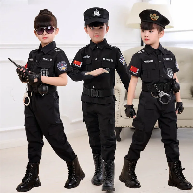 Cosplay Kinder Polizist Kostüme Kinder Weihnachts feier Karneval Polizei Uniform Halloween Jungen Armee Polizisten Kleidung Geschenkset