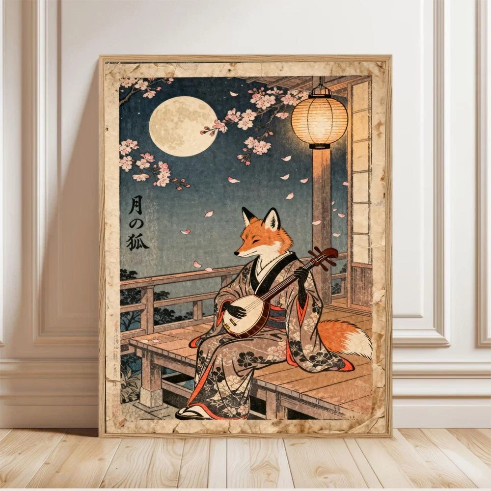 1pc frameless Canvas Painting Japanese Edo Animal Poster Japanese Ukiyo-e Woodblock Prints Canvas Painting Wall Art Pictures Hom