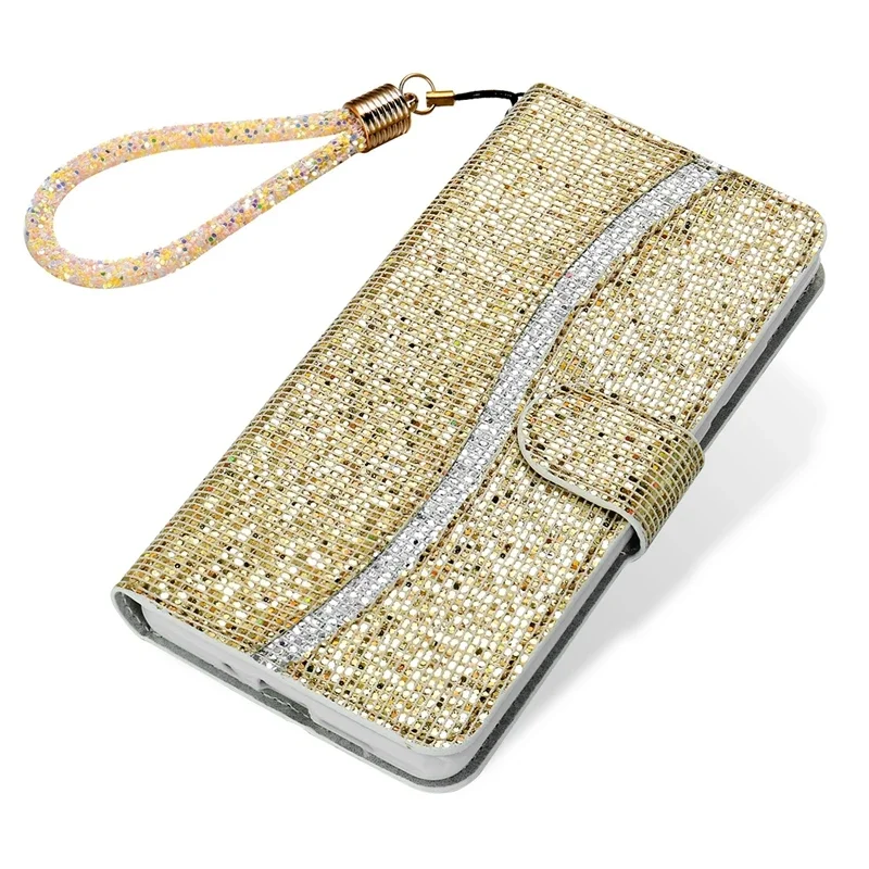Glitter Anti-fall Wallet Flip Leather Case For iPhone 16 Pro Max 15 Plus 14 13 Mini 12 11 SE2 X XR XS 8 7 With Hand Strap Cover image 5