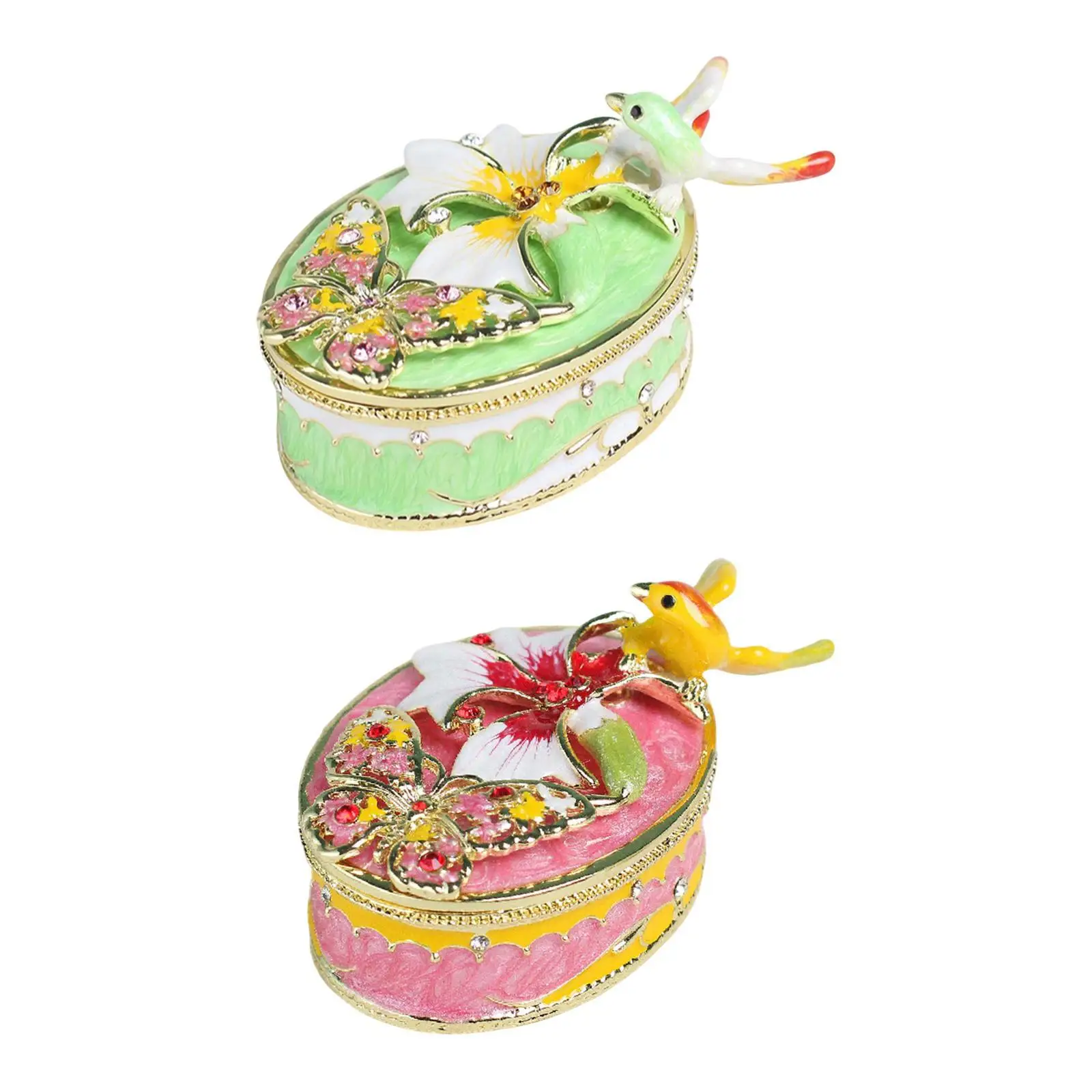 Enameled Jewelry Box Decoration Vintage Design Jewelry Case for Collectible Party Favors Tabletop Necklace Mother's Day Gift