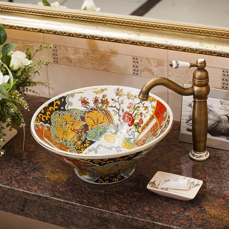 

Hotel Ceramic Table Basin Wash Basin Retro Art Basin Wash Basin Bathroom Basin