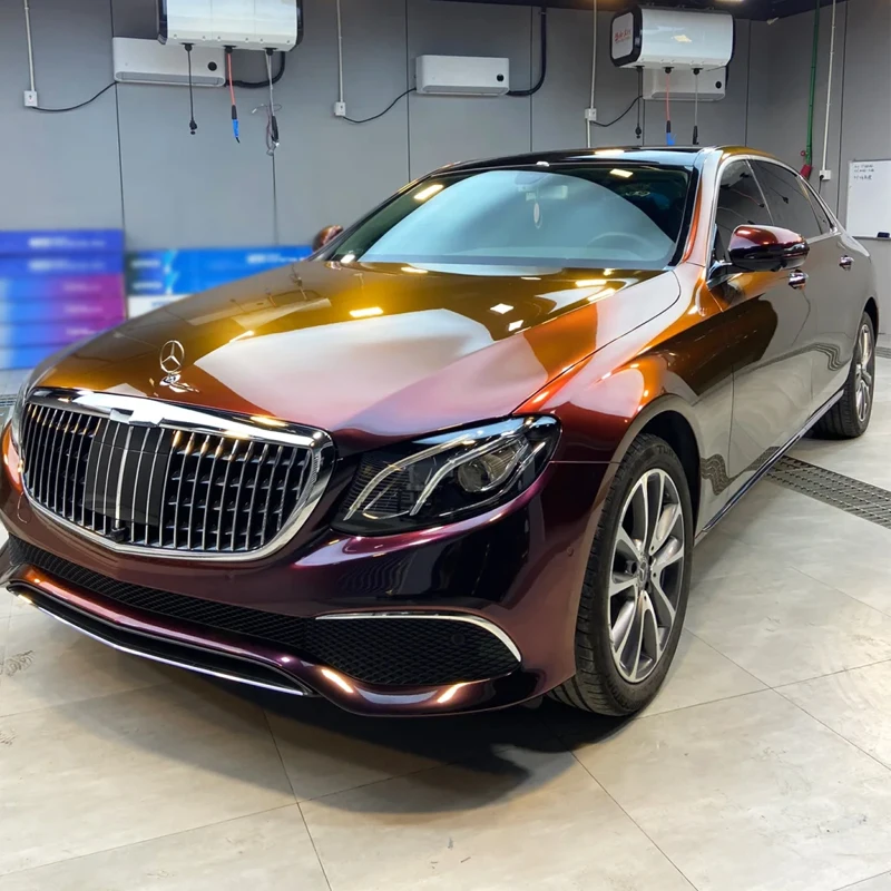 PET Black Gradient Red High Gloss Car Wrap Black Crystal Red Car Wrap Film Bright Metal PVC Car Wrapping Vinyl Film