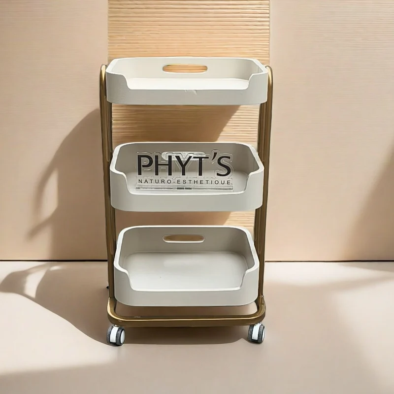Simple Portable Salon Trolley Glamour Rotating Storage Beauty Trolley Cart Luxury Modern Carritos Organizadores Salon Furniture