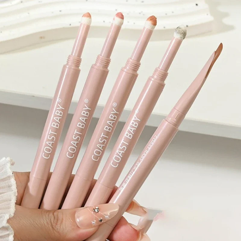 Double Ended Liggende Zijderups Eyeliner Potlood Naakt Roze Diamant Glitter Matte Markeerstift Oog Bleekmiddel Make-up Cosmetica