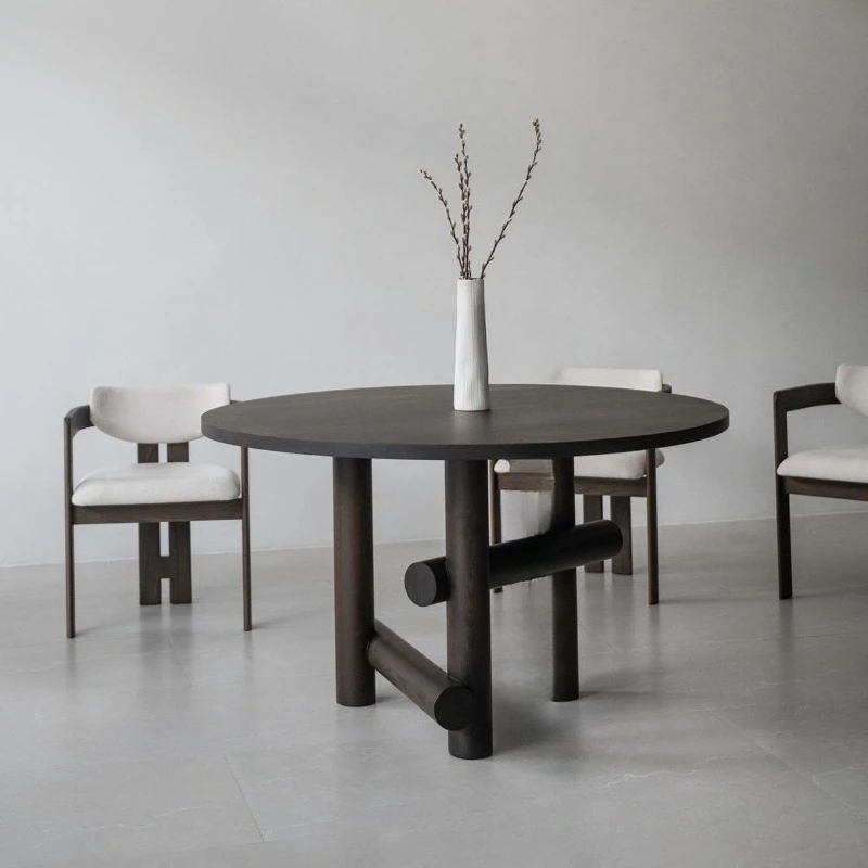 

Full Solid Wood Round Dining Table Modern Simple Ash Wood Home Dining Wabi Coffee Table Large Round