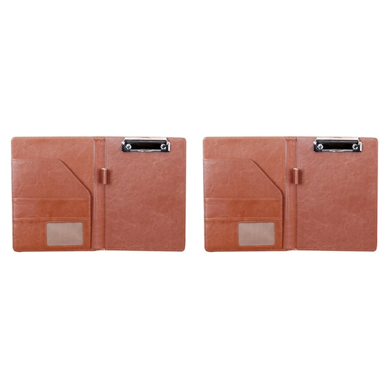 

2X A5 Document Bag File Folder Clipboard Business Office Financial School Supplies (Brown)