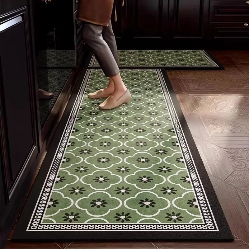 Kitchen Floor Mat Long Rug Waterproof and Non-slip PVC Leather Carpet American Style Stain-resistant Wear-resistant Foot Pads