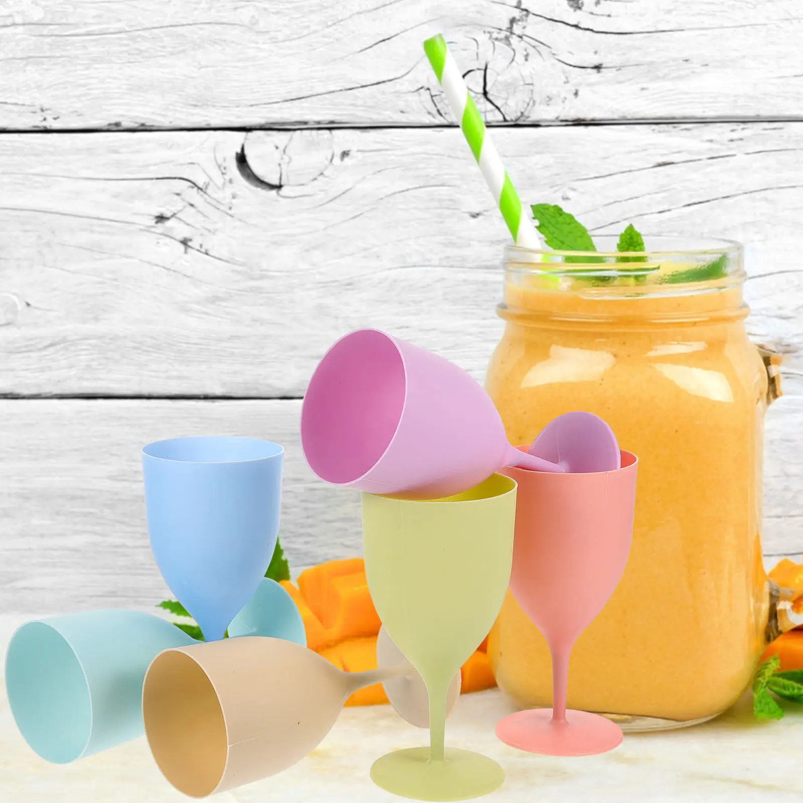 6pcs Macaron Beverage Cups Multi-Use Cocktail Goblets Party Liquor Glasses Decorative Glass Drink Holders For Wedding Holiday