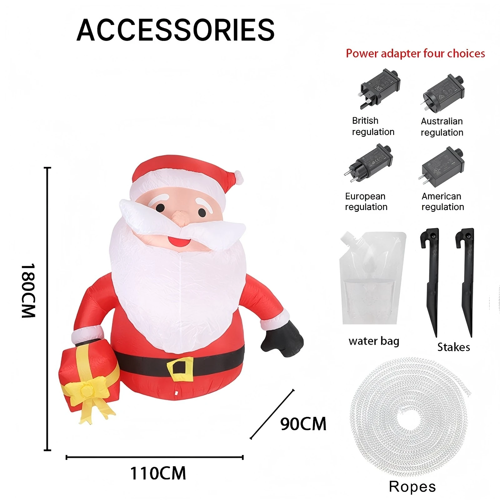 5.91FT Inflatable Toys Santa Claus Gift Box with LED Lit Xmas Yard Party Decoration Christmas Home Supplies Ornament Festive