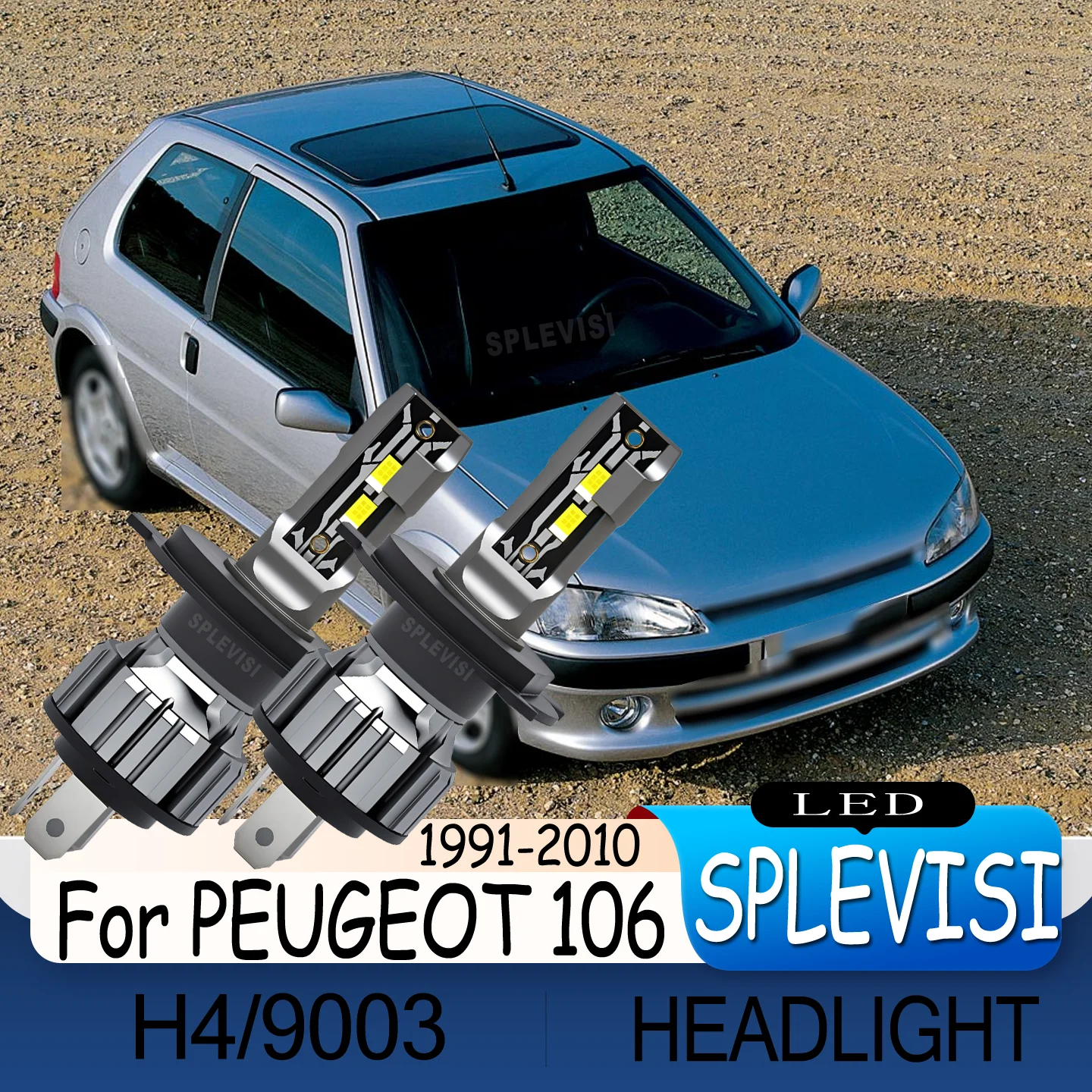 Shorten Reaction Distance at Night h4 LED Headlight For PEUGEOT 106 1991 2000 2001 2002 2003 2004 2005 2006 2007 2008 2009 2010