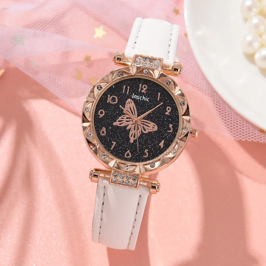 Retro Ladies' Watch Fashion Personality Simplicity Watches Butterfly Digital Leather Belt Uartz Wristwatches Relojes Para Mujer