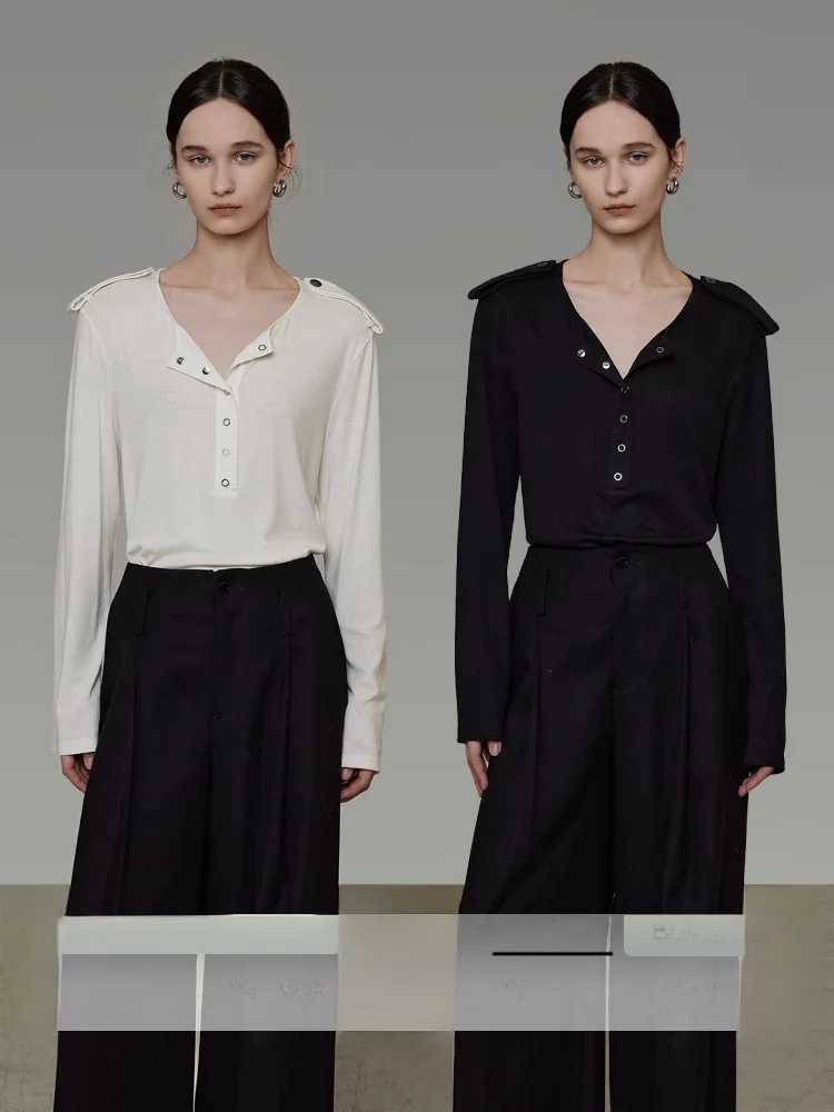 

Casual V-ne f-unbuttoned Base irt Women's Spring 2026 New Sle Slimming Knitted Top Versatile Comfortable Breathable