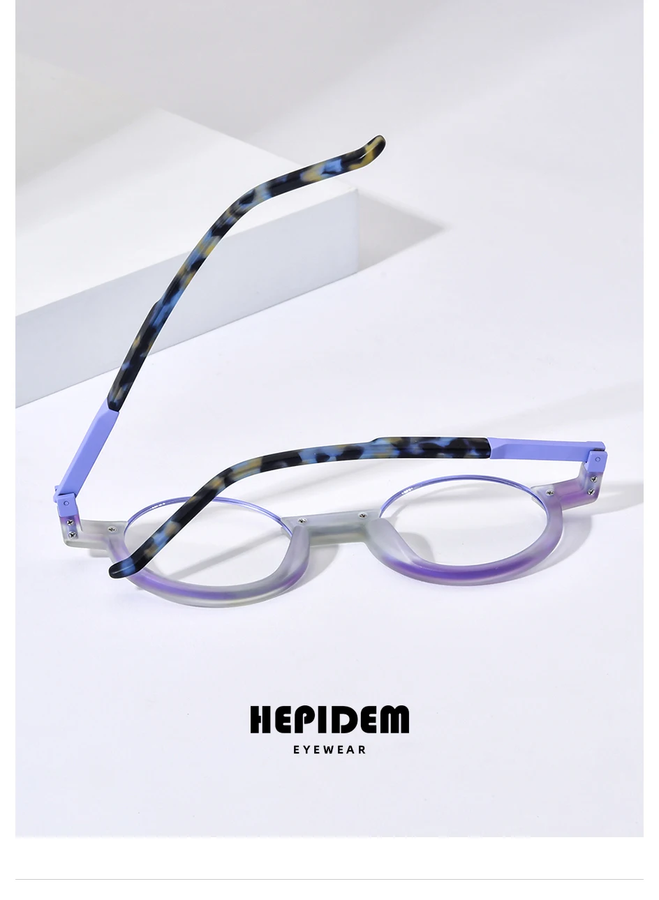 HEPIDEM Acetat Brille Rahmen Frauen übergroße große runde Brille japanische handgemachte Brille dicke transparente Brille 9351 – Detail 23