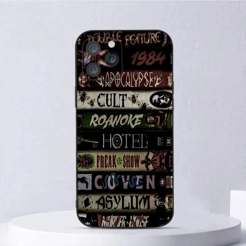 A-AHS-S A-American H-Horror S-Story Phone Case For iPhone 15,14,13,12,11,Plus,Pro Max,XS,X,XR,SE,Mini,8,7 ilicone Black Cover