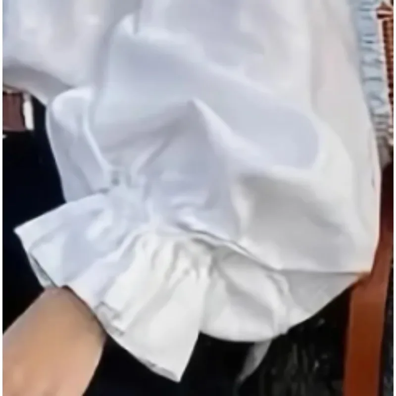 เสื้อเชิ้ตแฟชั่นผู้หญิงไซส์ใหญ่ ปกเสื้อแบบปกเชิ้ตติดกระดุมแถวเดียว ทรงหลวม สไตล์เสื้อเชิ้ตแขนยาวทรงโคมไฟ สำหรับฤดูใบไม้ผลิและฤดูใบไม้ร่วง รุ่นใหม่ล่าสุด