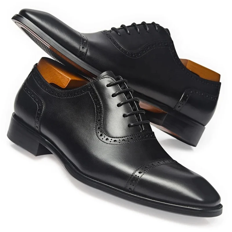 Erkek Deri Ayakkabı Modelleri Full Genuine Leather Elegant Style Top Quality Formal Business Men Dress Oxford Shoes